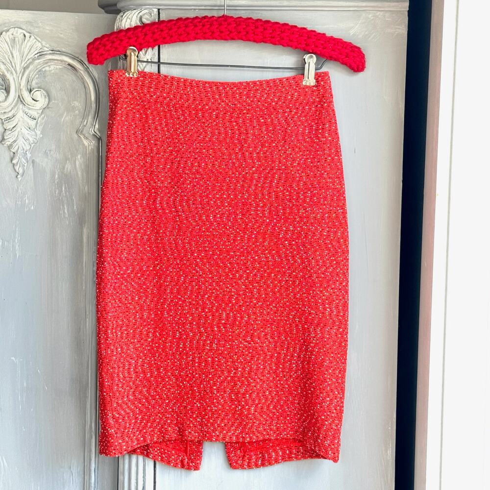 St John Collection Santana Knit Pencil Skirt Size 4 Vintage USA Red
